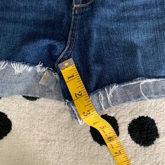 Paige Jimmy Jimmy Jean Short Cuffed Frayed Raw Hem Dark Wash Denim Cut Offs - Picture 14 of 16